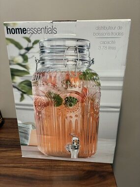 Home Essentials Glass Beverage Dispenser with Silver Spigot - Clear